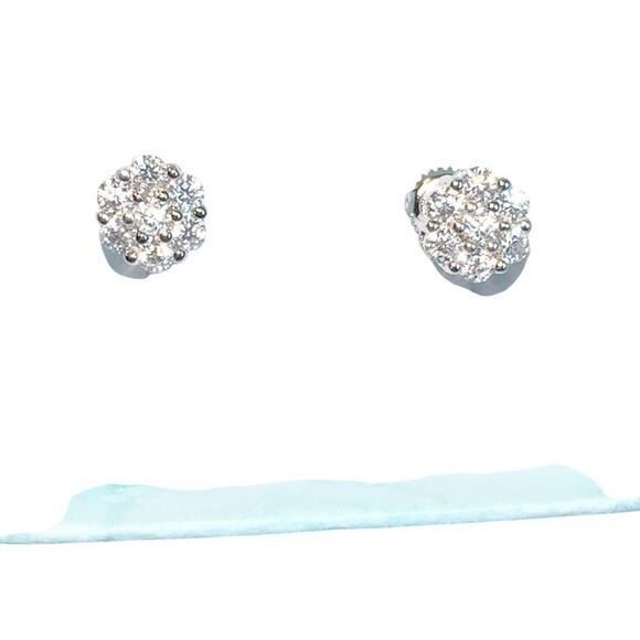 Moissanite Stud Earrings Mens 6mm D Color Sterling Silver - Picture 6 of 7